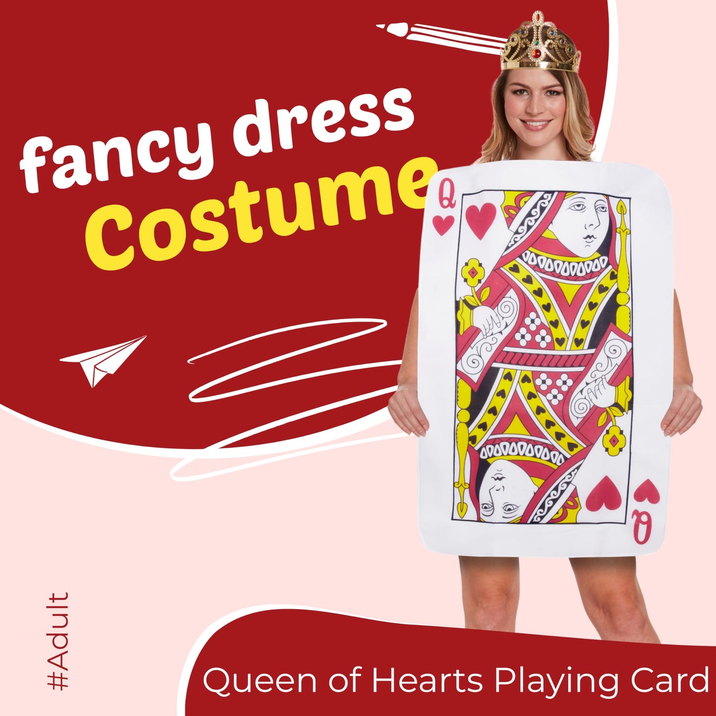Queen of Hearts Playing Card Costume for Women - Adult Fancy Dress