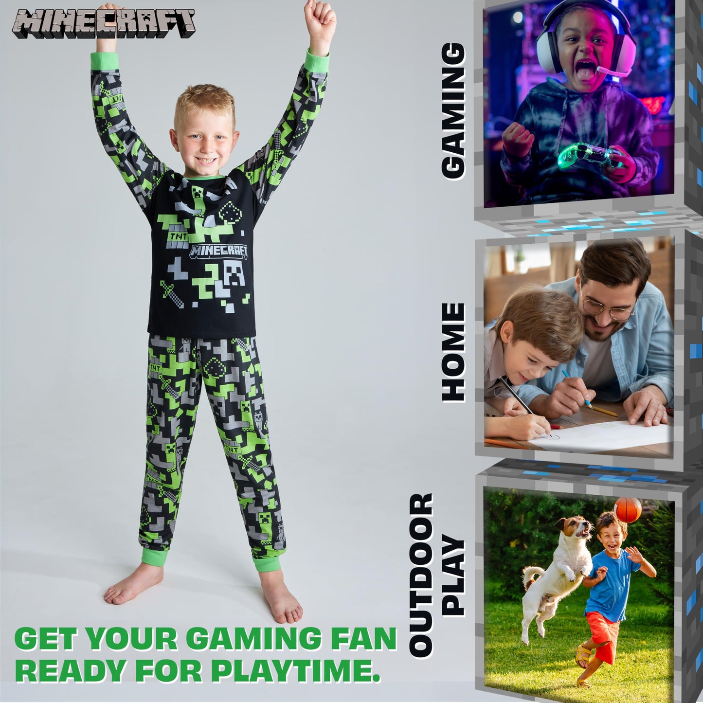 Boys Pyjamas Set - Cotton Lounge Wear Long Top and Bottoms (image 2)