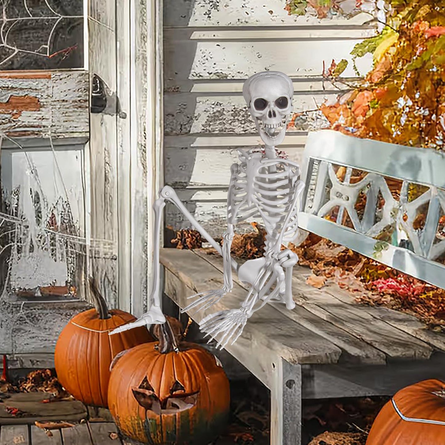 SIFOEL 90cm Halloween Skeleton Full Body Skeleton with Movable Joints for Halloween Party Home Garden House Patio Decorations (1pc)