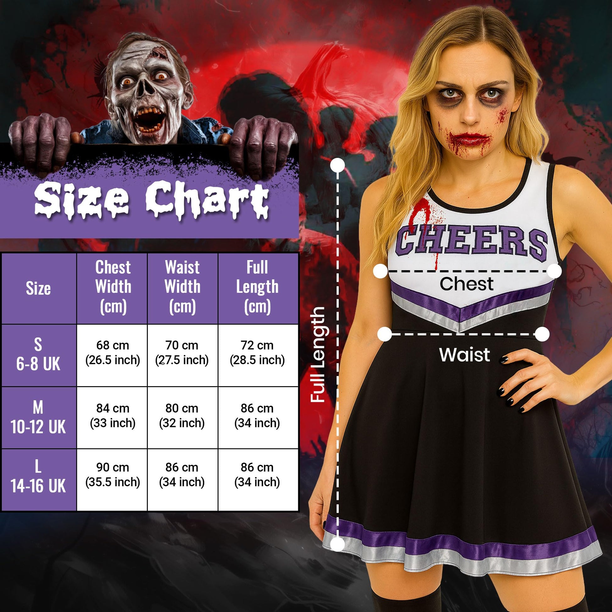Zombie Cheerleader Halloween Costumes for Women - Dead Cheerleader (image 2)