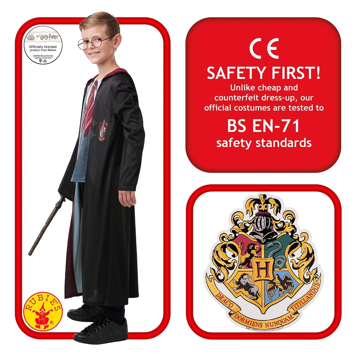 Rubies Official Harry Potter Gryffindor Deluxe Robe Costume, Includes Wand and Glasses, Childs Size Large Age 7-8 Years Halloween