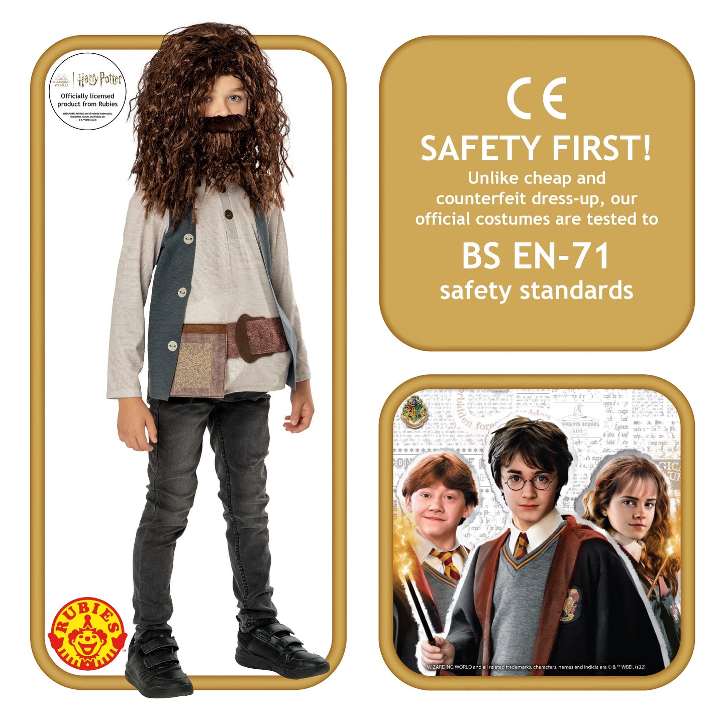 Rubies Official Harry Potter Deluxe Hagrid Child Costume, Kids Fancy Dress, Age 7-8 years Halloween Halloween