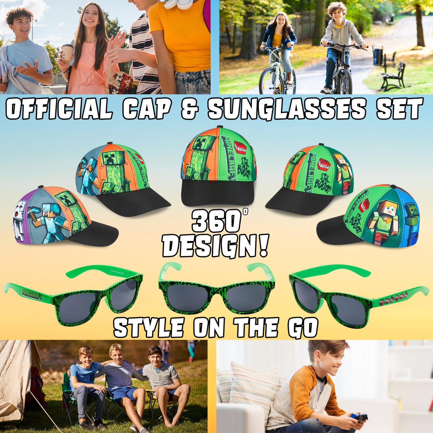 Sunglasses Baseball Cap Set Creeper Adjustable Boys Hat 100% Uv (image 2)
