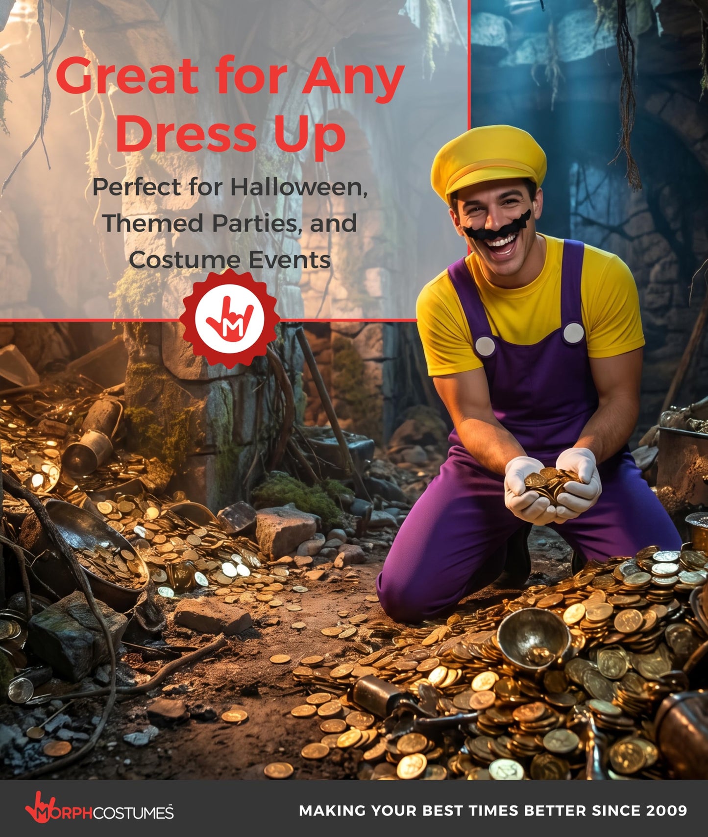Plumber Brother Yellow Mens - Mens Plumber Costume - Halloween