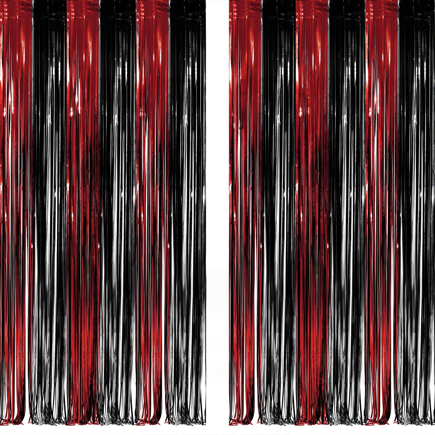 Black Red Foil Fringe Backdrop - GREATRIL Party Tinsel Curtain Streamers for Halloween Horror Stranger Casino Graduation Birthday Party - 1m X2.5m - 2 Packs