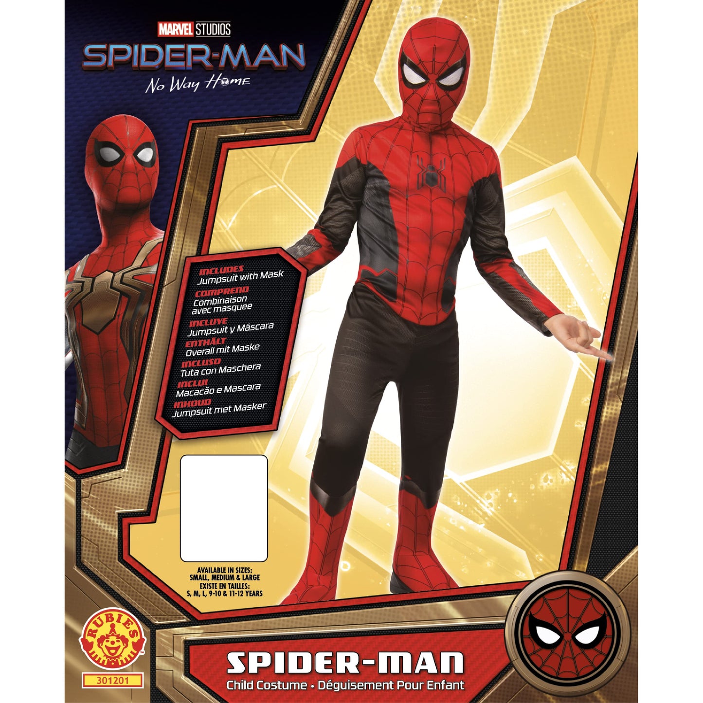 Rubies Official Marvel Spider-Man No Way Home Classic Childs Black and Red Costume, Kids Superhero Fancy Dress, Age 5-6 Years Halloween Halloween