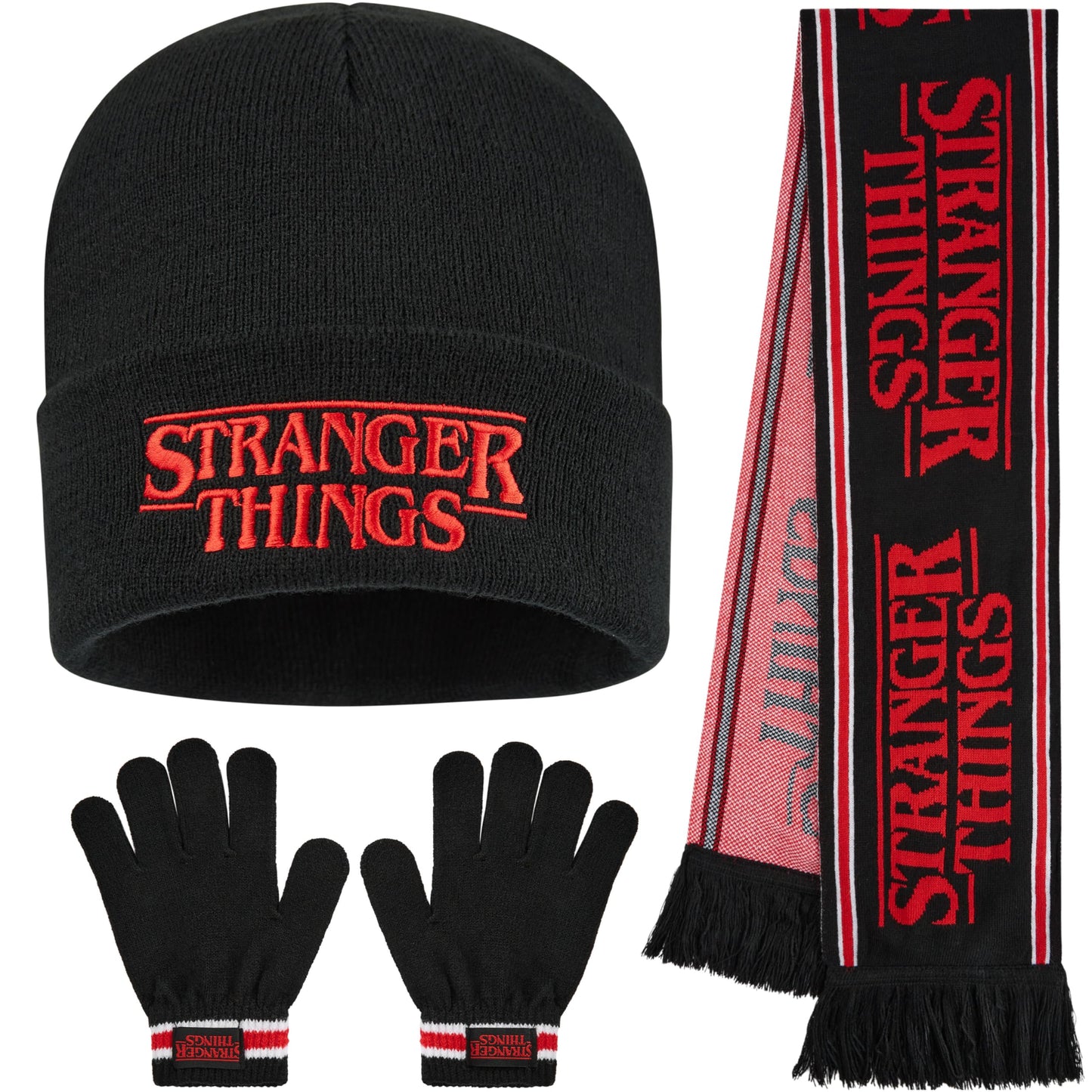 Beanie Hat - Winter Gloves & Scarf Set for Boys & Teens - Knitted