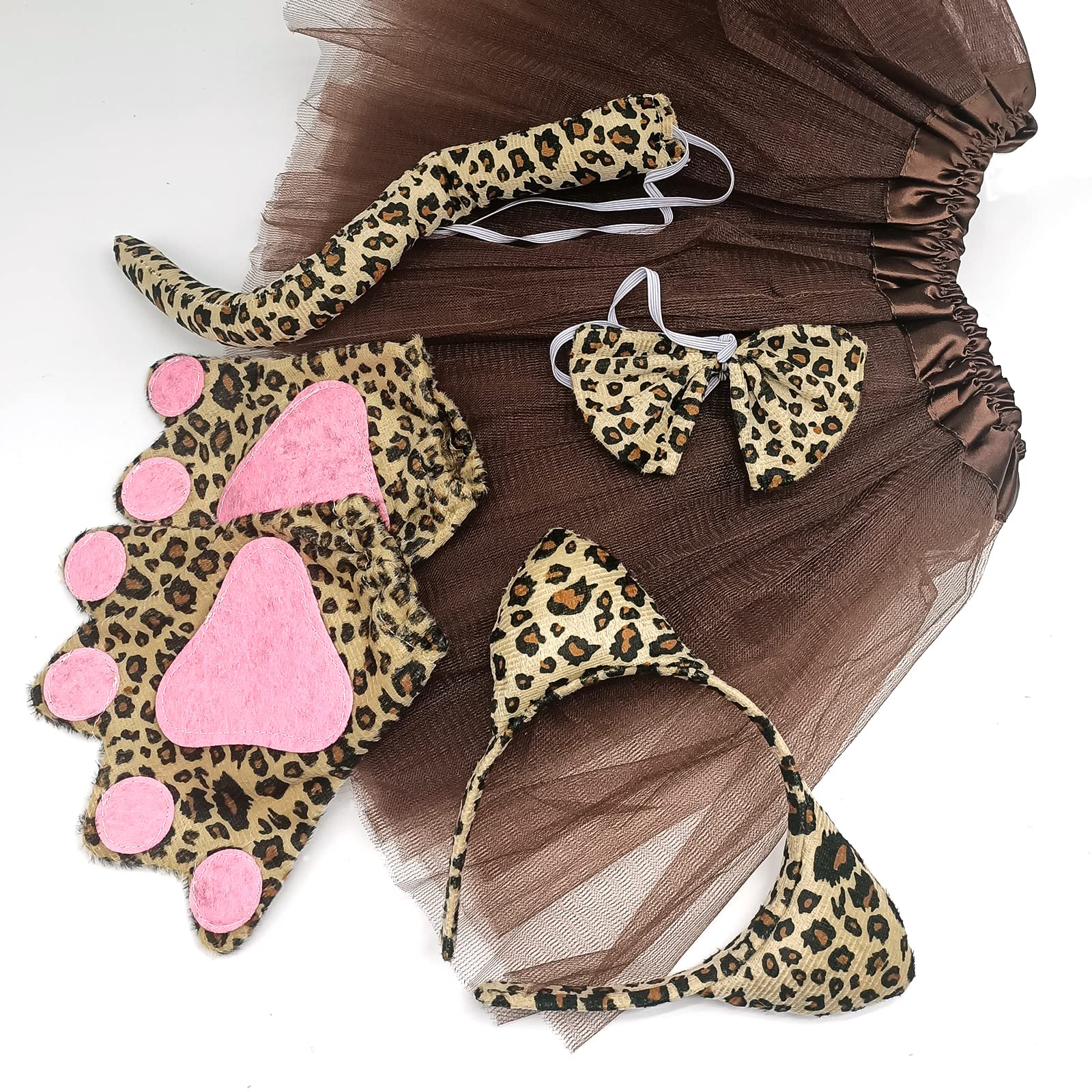 Leopard Costume Set Leopard Ears Headband Tail and Bow Tie Tutu (image 2)