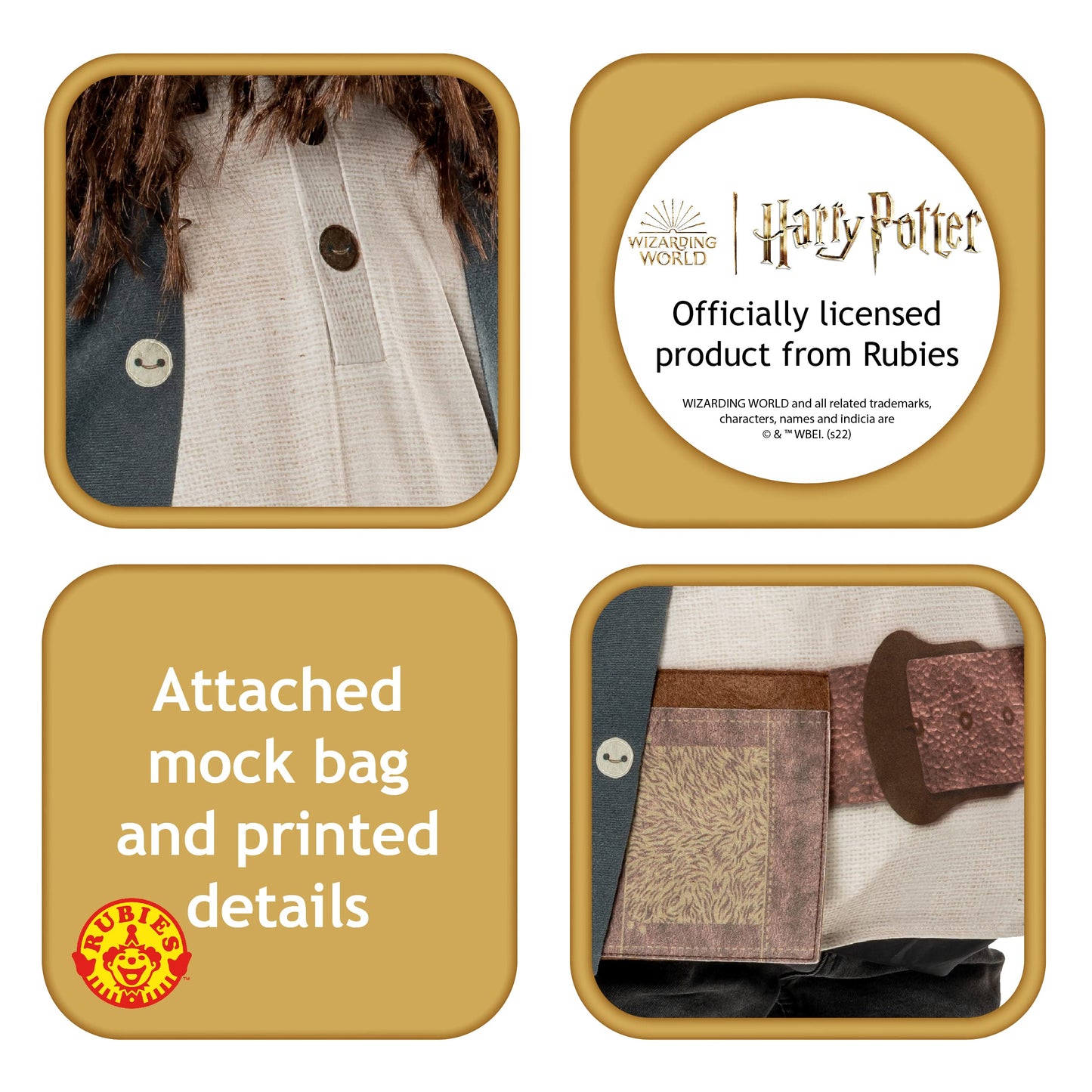 Rubies Official Harry Potter Deluxe Hagrid Child Costume, Kids Fancy Dress, Age 7-8 years Halloween Halloween