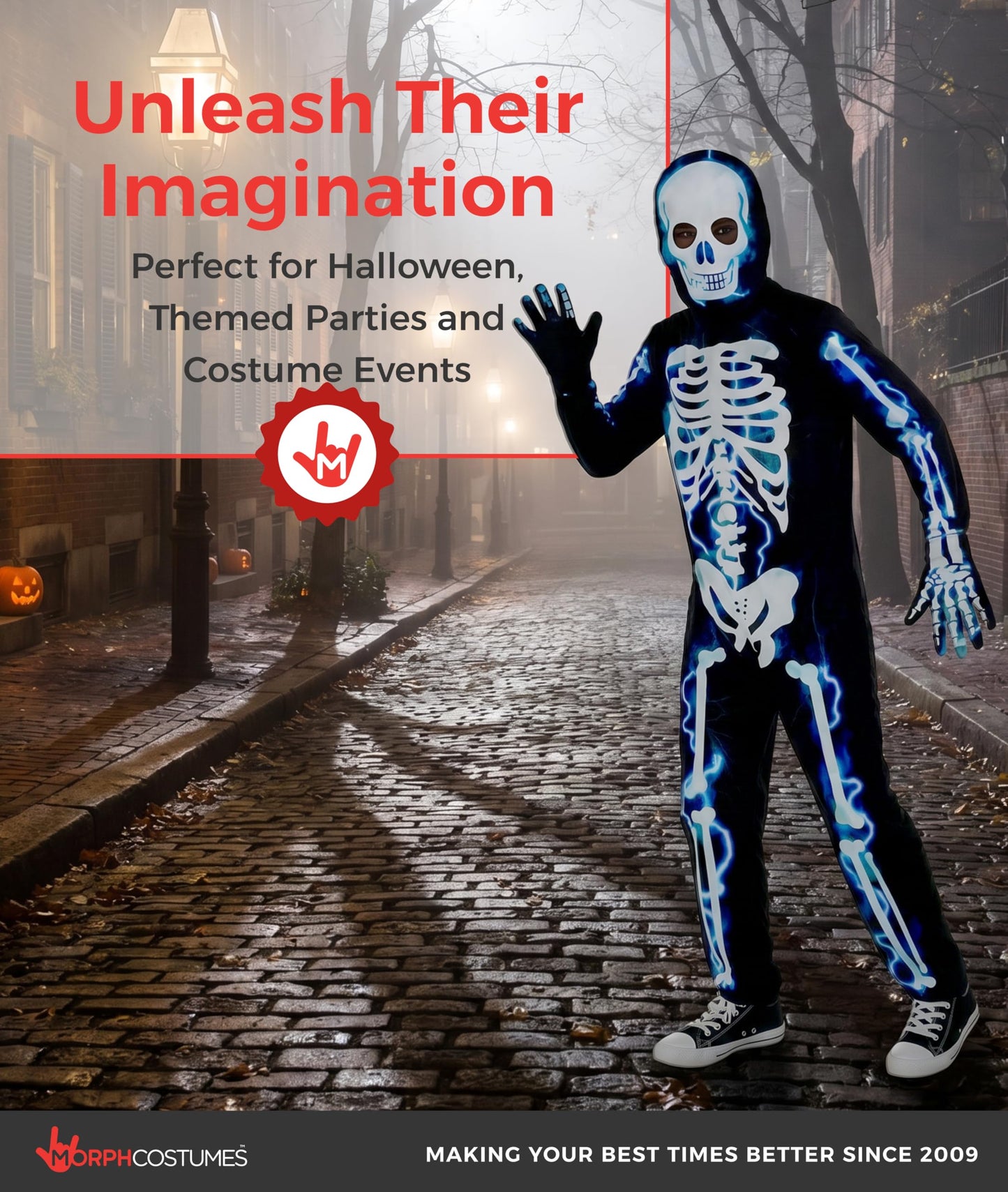 Morph Blue Skeleton Costume Kids, Halloween Costumes Skeleton Kids, Halloween Costumes For Kid, Medium