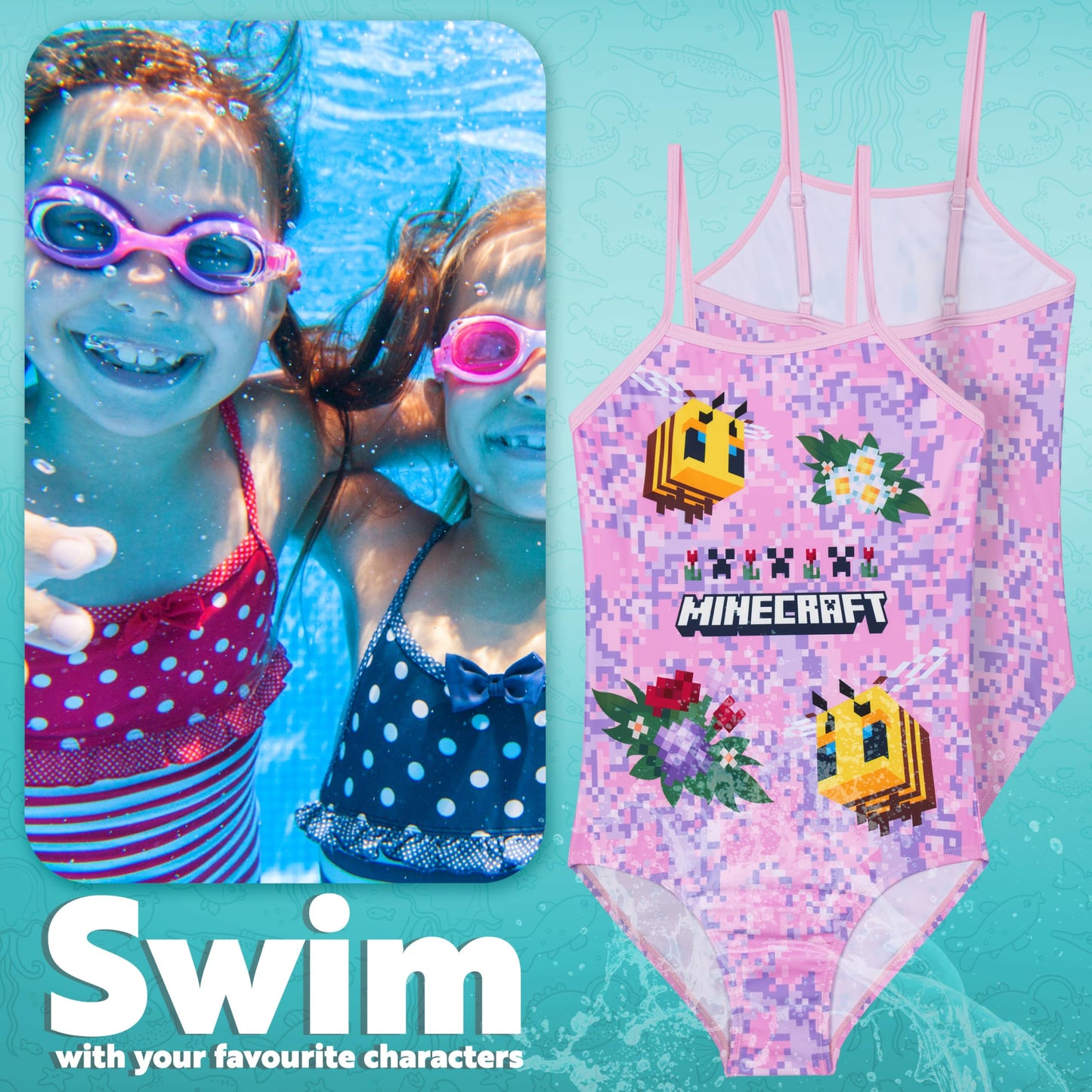 Minecraft Girls Swimming Costume Teenagers Creeper One Piece (image 4)