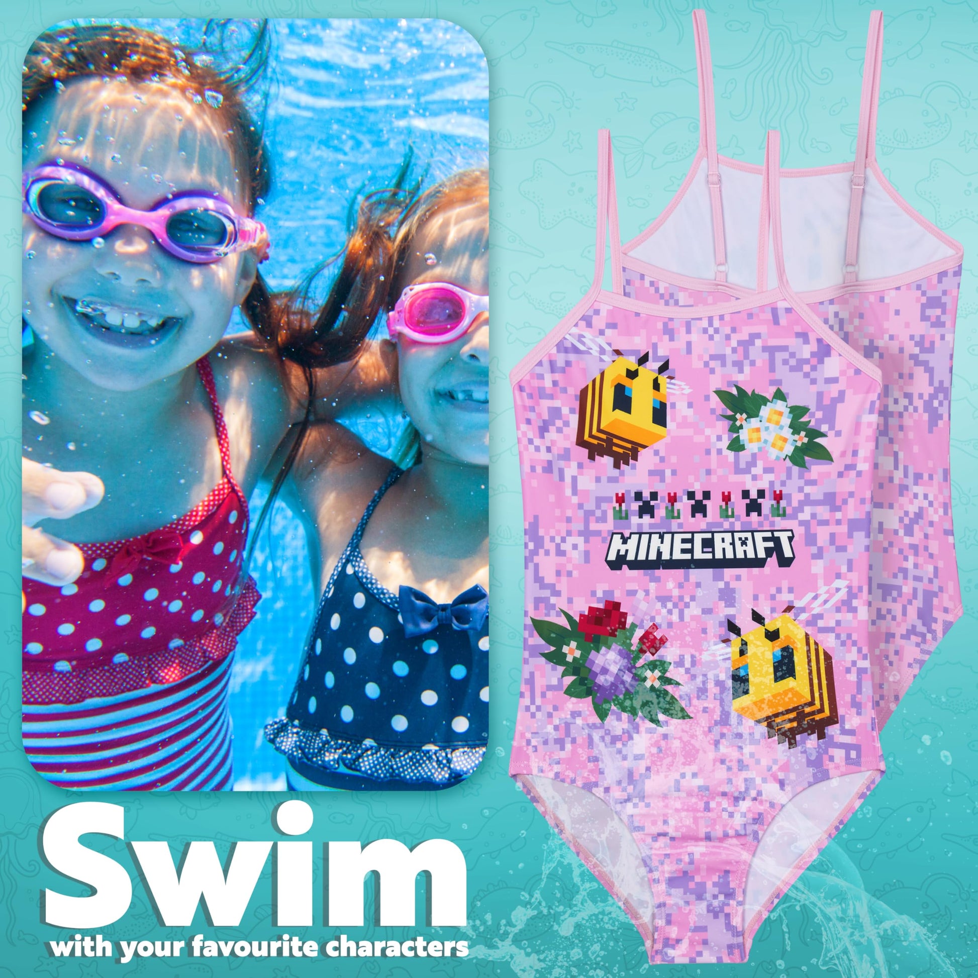 Minecraft Girls Swimming Costume Teenagers Creeper One Piece (image 4)
