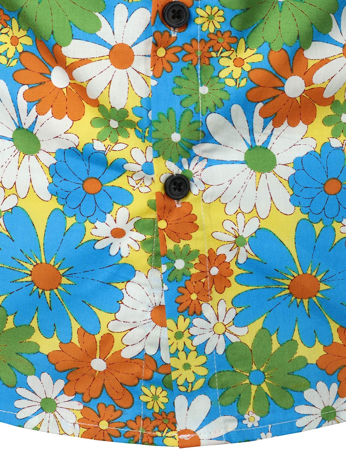 JOGAL Mens Regular fit Floral Dress Shirt Long Sleeve Printed Casual Button Down Shirts Yellow Daisy X-Large