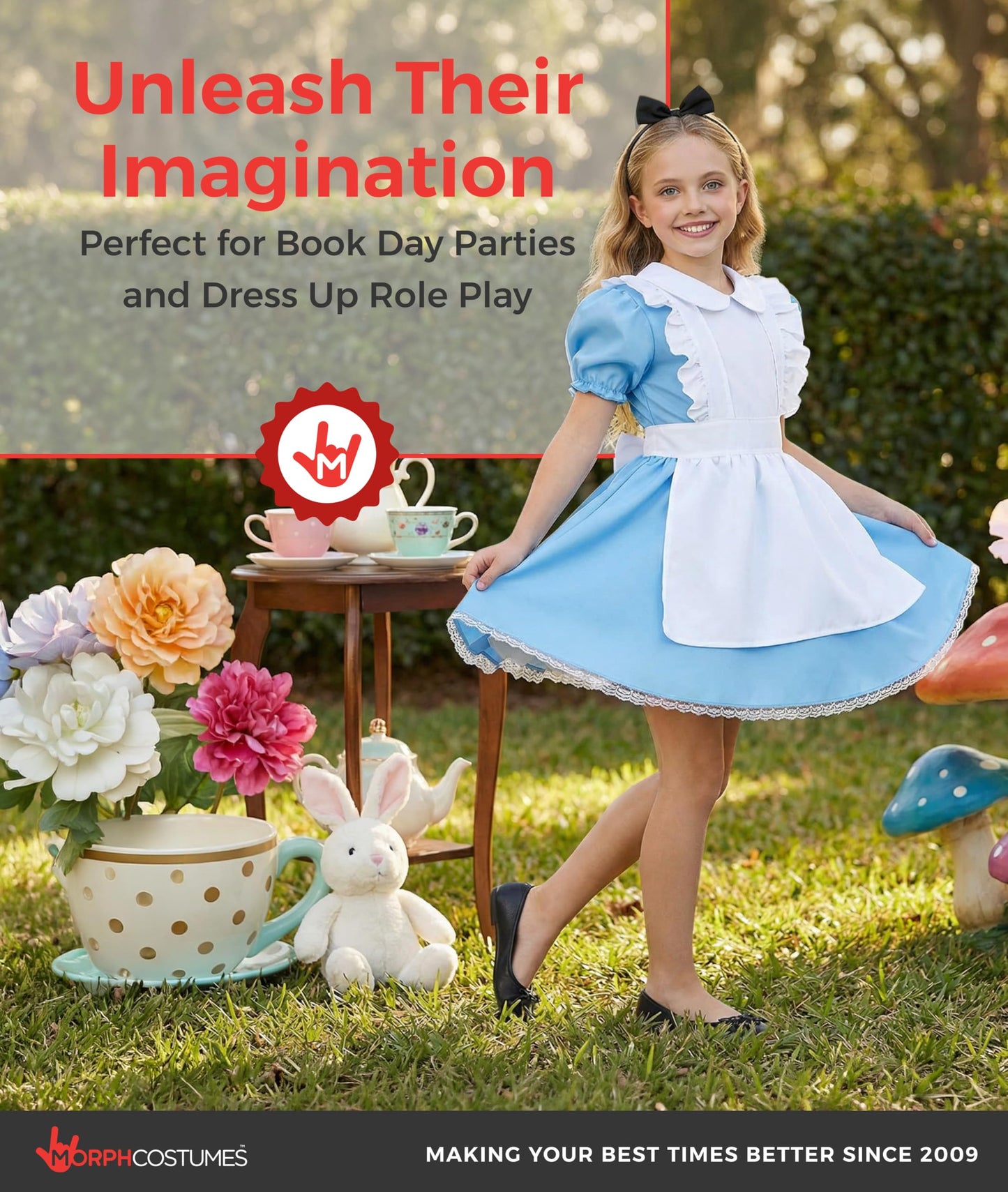Fun Shack Alice in Wonderland Costume for Girls, Alice in Wonderland Costume Kids, World Book Day Costumes for Girls, Large