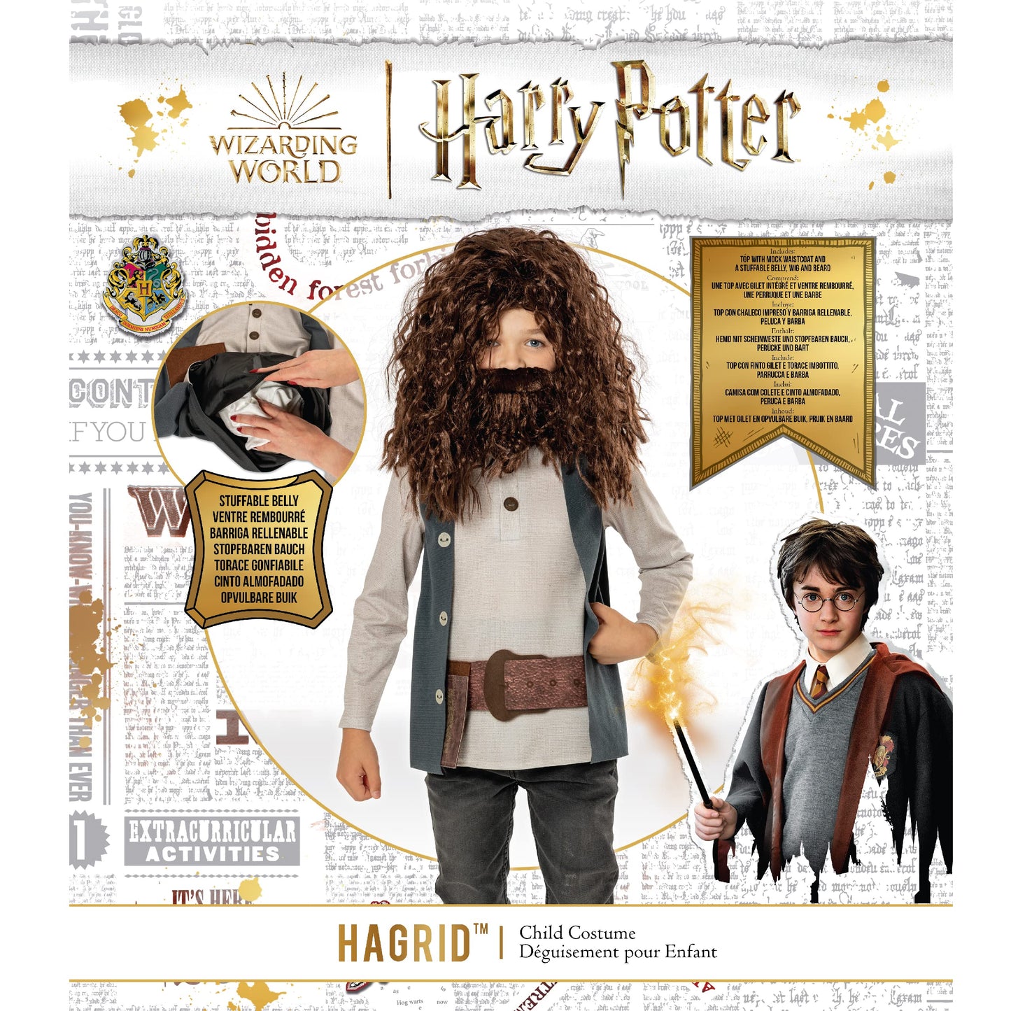 Rubies Official Harry Potter Deluxe Hagrid Child Costume, Kids Fancy Dress, Age 7-8 years Halloween Halloween