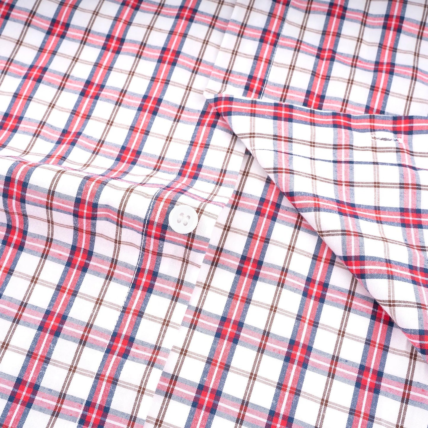 Dybycit Men's Shirts Checked Long Sleeve Casual Shirt Regular Fit Oktoberfest Plaid Shirts White Red