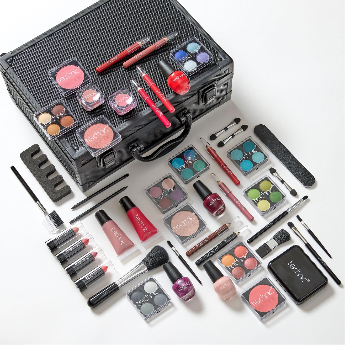 Technic Super Beauty Case – All-in-One Portable Makeup & Nail Kit with 48 Pieces for Beginners & Aspiring MUAs