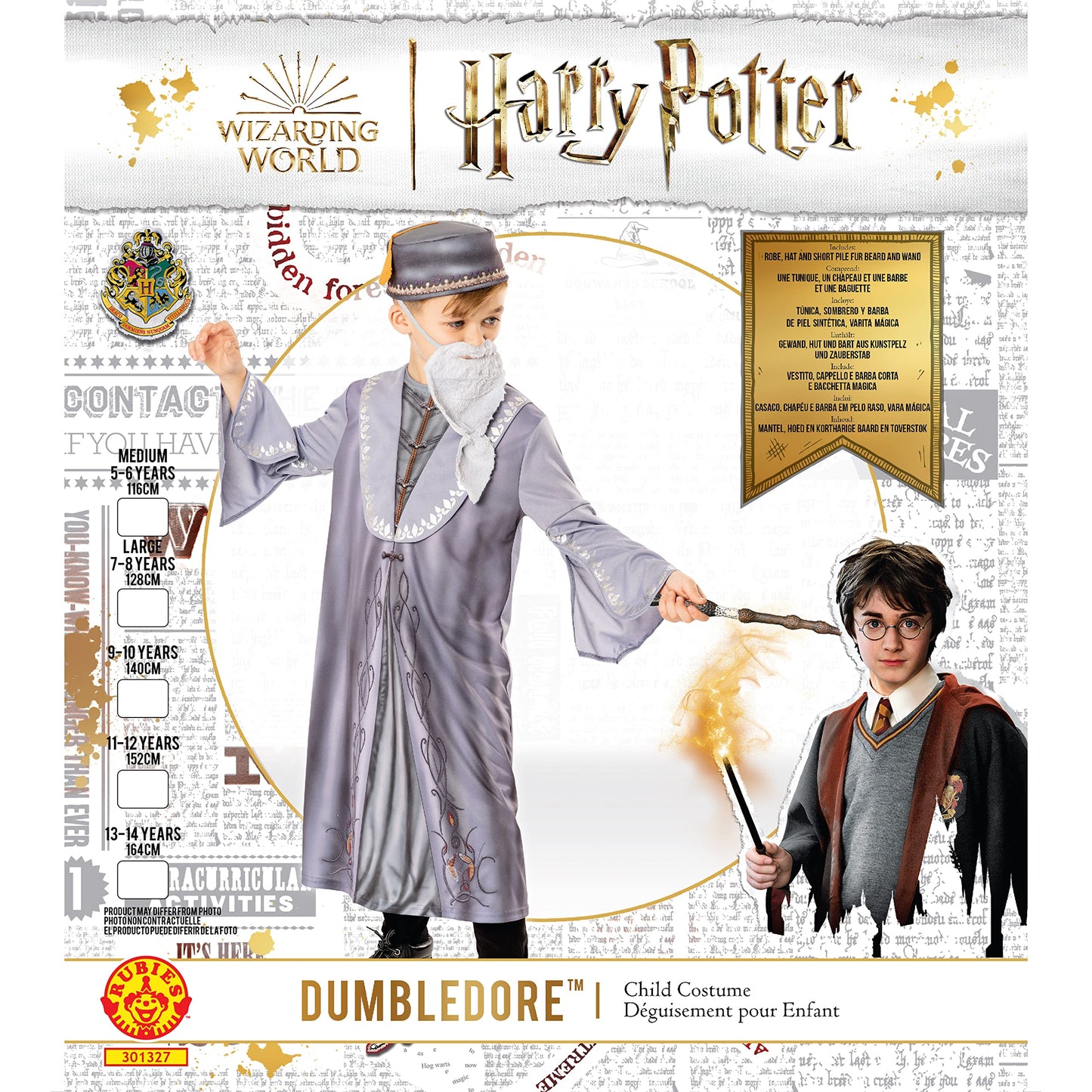 Rubies Official Harry Potter Dumbledore Child Costume, Book Day Kids Fancy Dress, Age 5-6 years Halloween Halloween