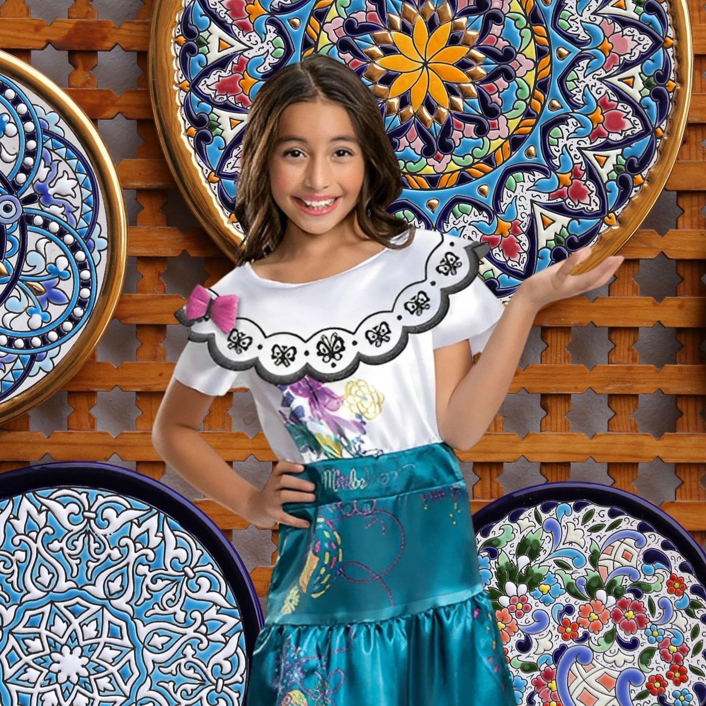 Disney Official Deluxe Mirabel Encanto Costume for Girls - Made with Super Soft Material - Mirabel Costume Kids, Christmas Halloween Princess Fancy Encanto Dress Up Outfit Cosplay Size S