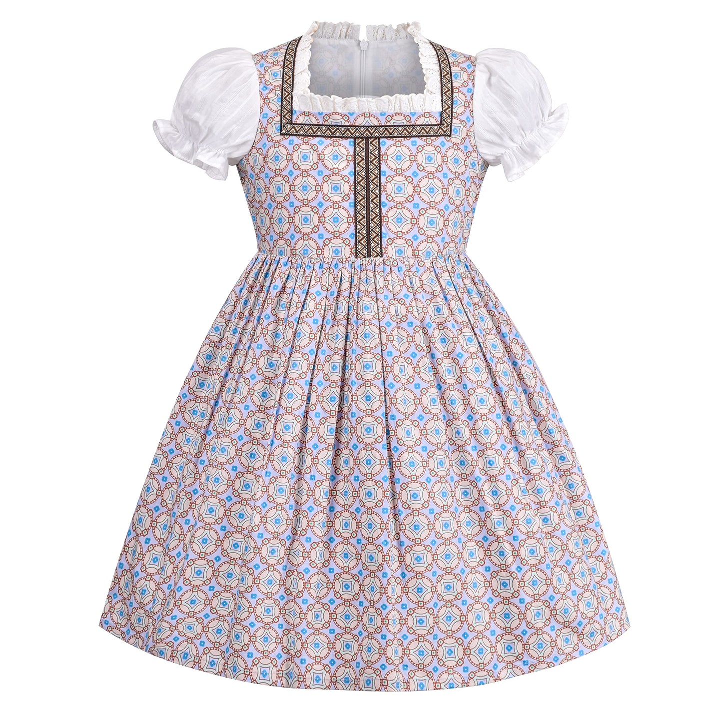 Sunny Fashion Girl Dress Pink German Dirndl Oktoberfest Beer Outfit with Apron Bavarian Festival Age 7 Years