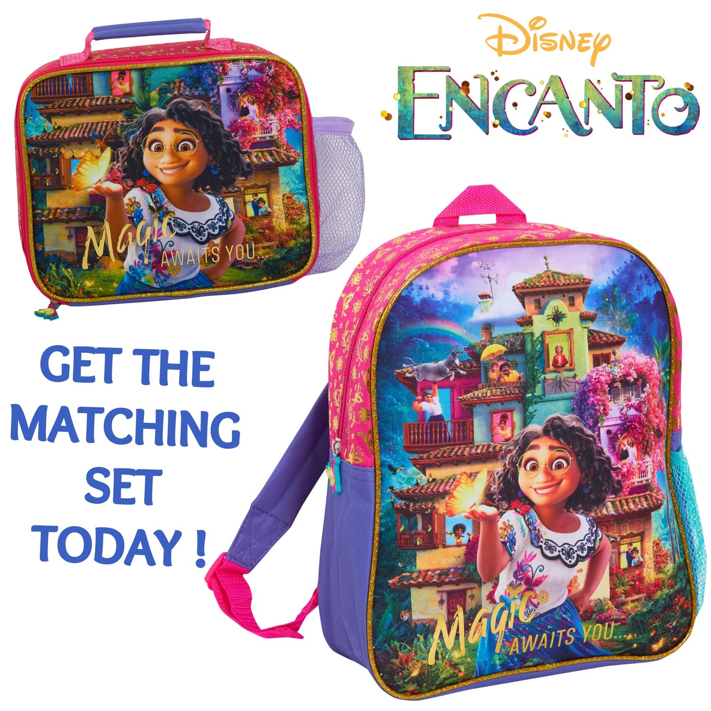 Disney Encanto Backpack for Girls Mirabel School Nursery Rucksack Lunch Bag Back to School Kindergarden