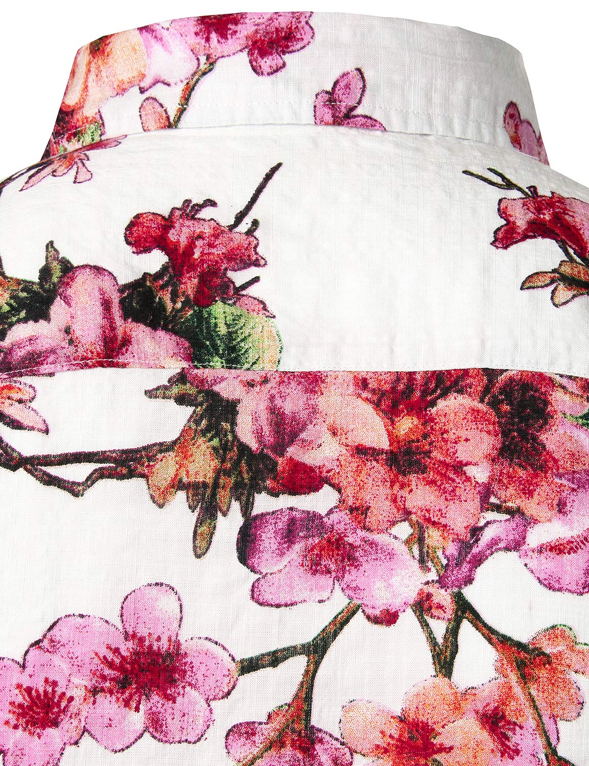 JOGAL Mens Flowers Casual Aloha Hawaiian Shirt X-Large WhitePeach