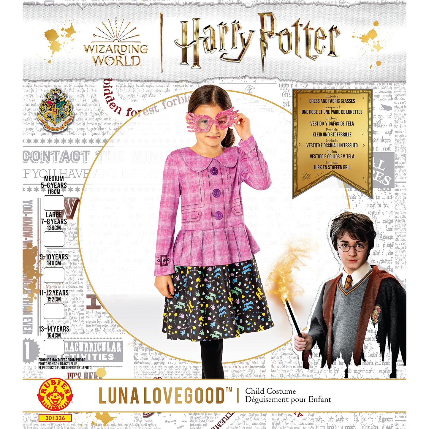 Rubies Official Harry Potter Luna Lovegood Child Costume, Book Day Kids Fancy Dress, Age 9-10 years Halloween