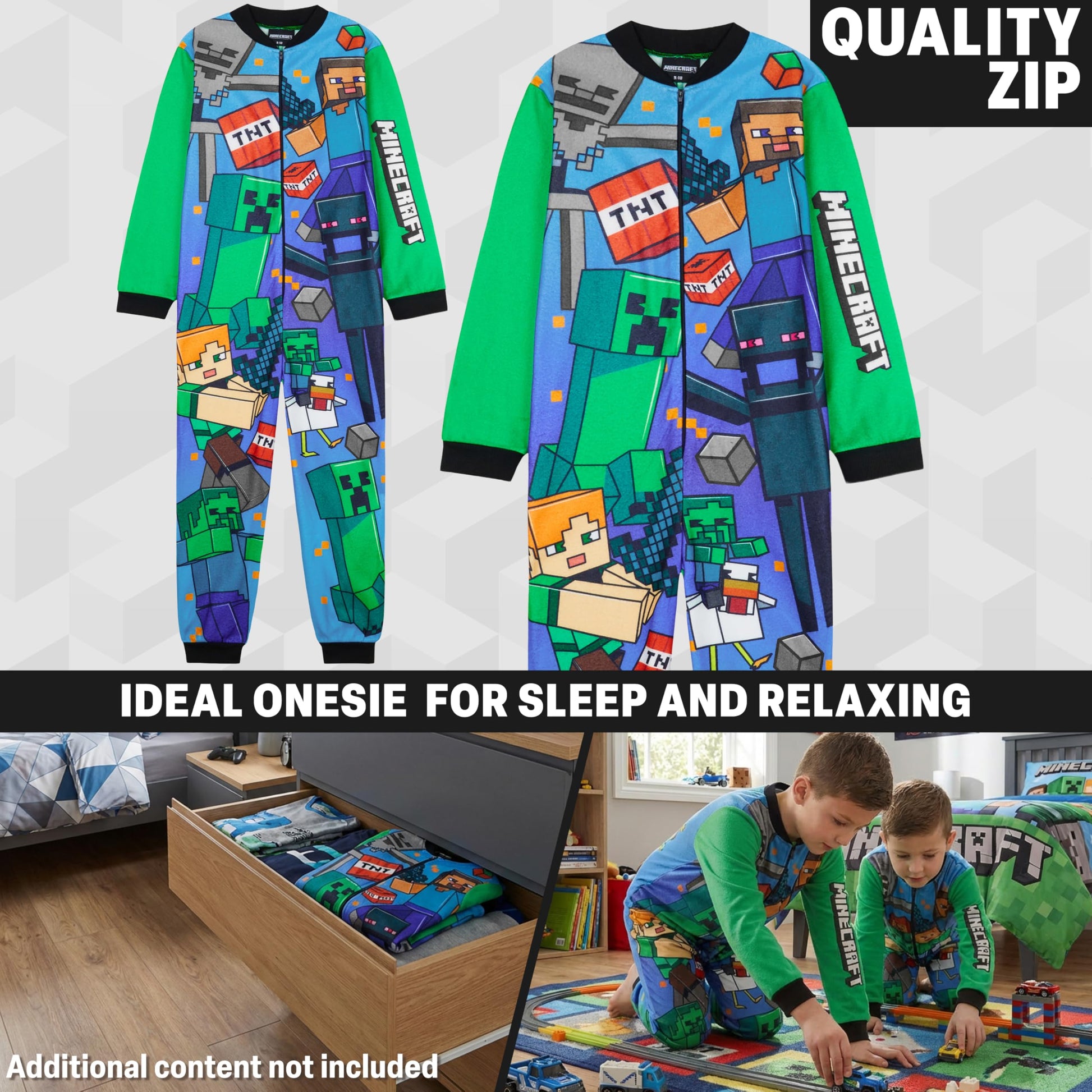 Minecraft Onesies for Boys & Teens Yrs - Long Sleeved Fleece (image 2)