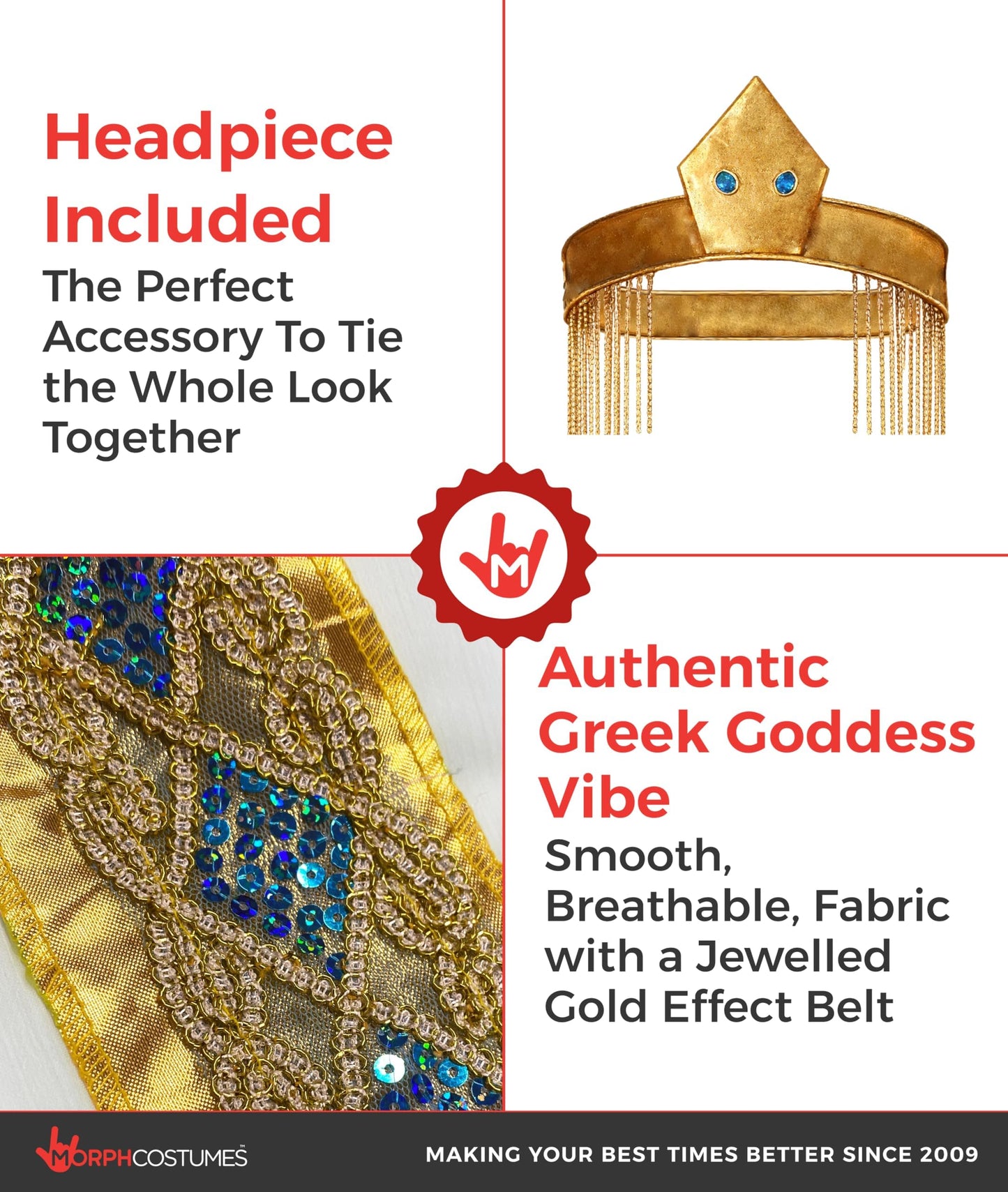 Morph Cleopatra Costume for Kids - Egyptian Costume for Girls - Halloween Dress Up - Egypt Themed Outfit, Large