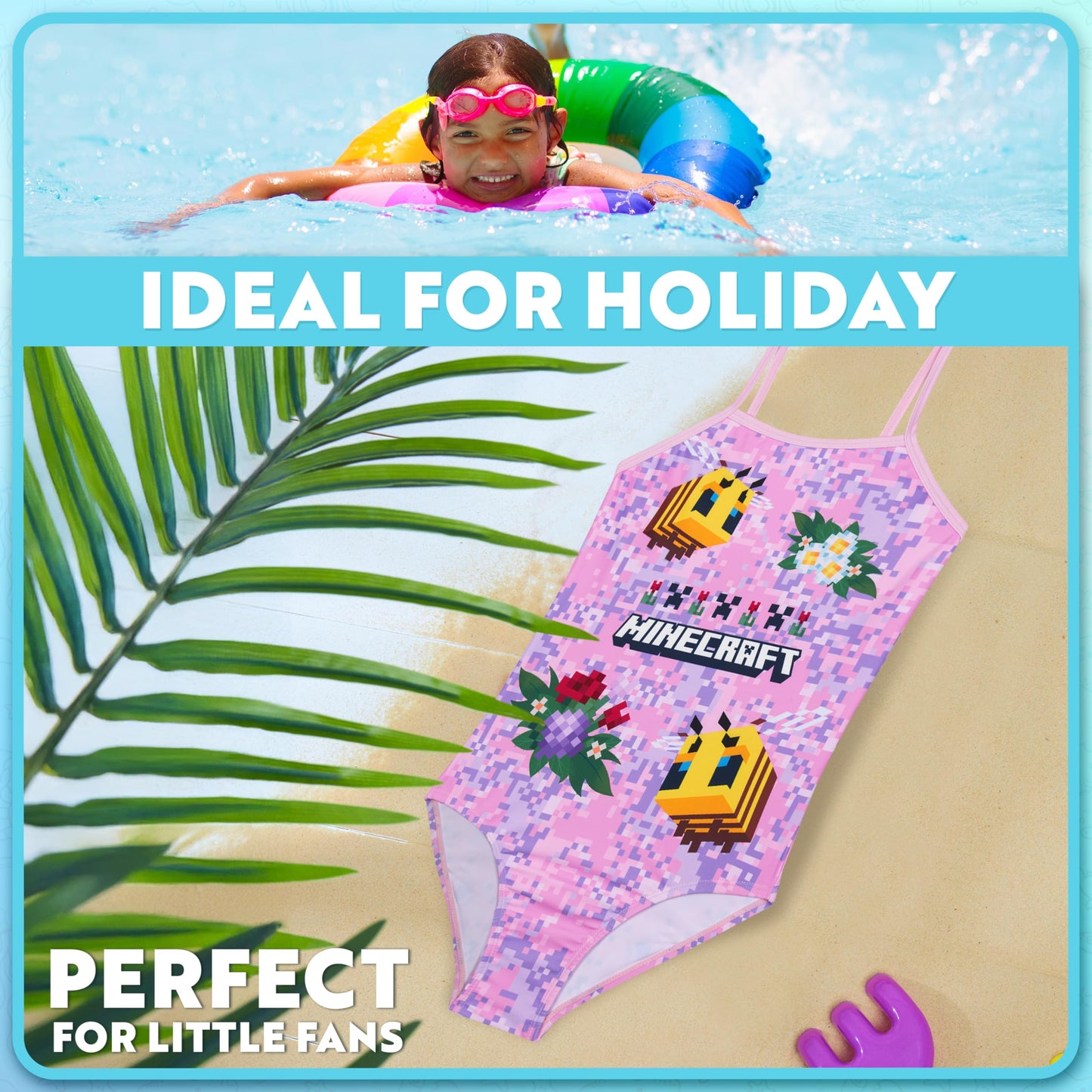 Minecraft Girls Swimming Costume Teenagers Creeper One Piece (image 3)