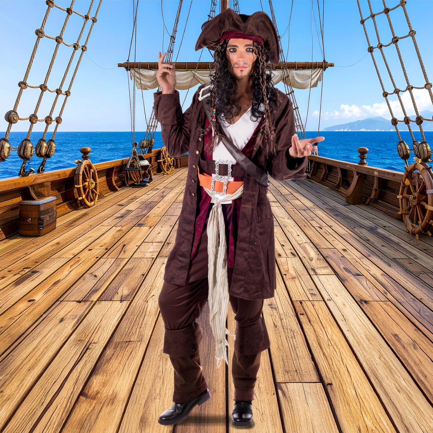 Fun Shack Pirate Costume for Men - Adult Pirate Fancy Dress Outfit - Perfect for Halloween, Halloween Costumes Men, Medium