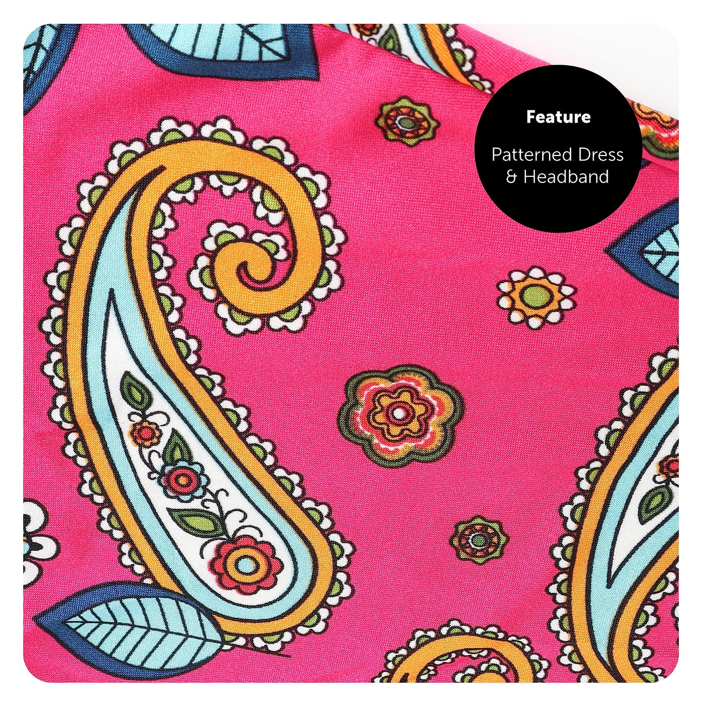 60's Floral Hippy Dress - XXLarge - Pink Floral Paisley Hippy Dress and Matching Go-go Headband - Perfect for 60's Fancy Dress
