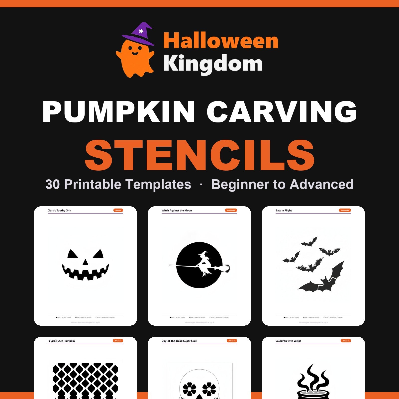 Pumpkin Carving Stencils printable, 30 printable templates, instant download