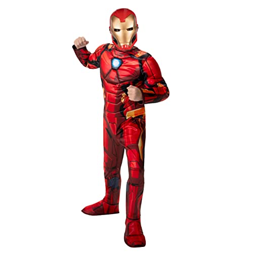 MARVEL Boys Deluxe Iron Man Costume, Kids Tony Stark Superhero Halloween Costume, Child - Officially Licensed Small