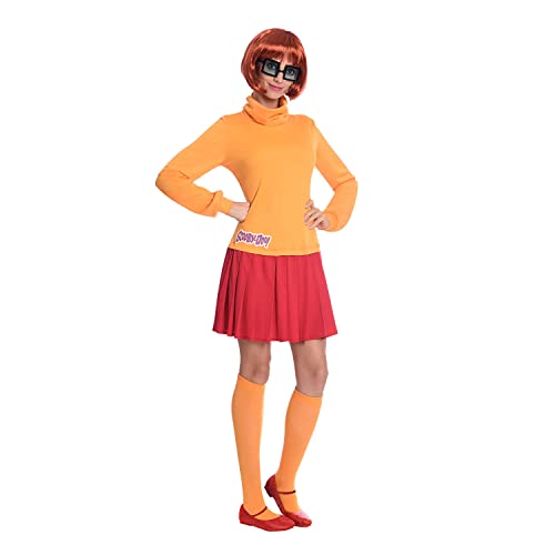 Amscan 9906636 Adult Womens Official Warner Bros Scooby Doo Licensed Velma Dinkley Fancy Dress Costume (UK Dress Size 12-14), Orange