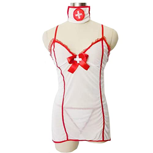 ROSVAJFY Sexy Lingerie for Women Naughty Nurse Outfit Fancy Dress Sexy Lingerie Sets Hot Nurse Costume Half cup Underwear Panty Elastic Straps Mini