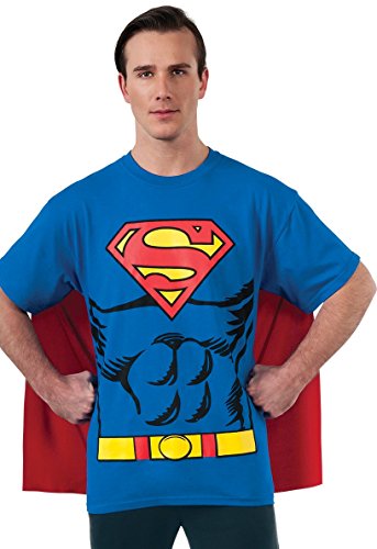 Rubie's mens Dc Comics Men's Superman T-shirt With Cape Costume Top, Blue, Extra Large US