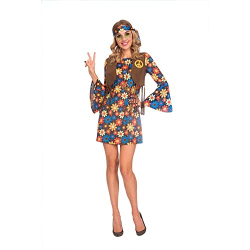 amscan 9905125 Adult Ladies 60's Groovy Hippy Woman Fancy Dress Costume (UK Dress Size 14-16)