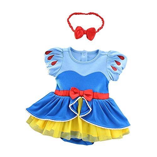 Dressy Daisy Baby Girls Princess Dress Onesie Bodysuit Romper Halloween Costume with Headband Size 3-6 Months Blue 212