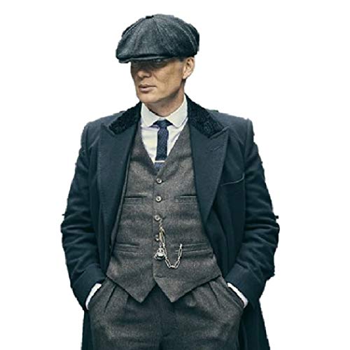 Men's Thomas Shelby Movie P B Black Woolen Long Trench Coat Jacket With Complimentary Credit Card Holder (XL)
