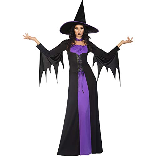 amscan 9908297 Adult Ladies Classic Purple Witch Fancy Dress Halloween Costume & Hat Book Week Outfit (UK Dress Size 20-22)