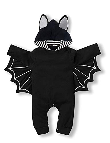 Newborn Baby Boy Halloween Outfit Infant Bat Costume Long Sleeve Hoodie Romper Overall Playsuit Jumpsuits Toddler Clothing(0-3 Months)