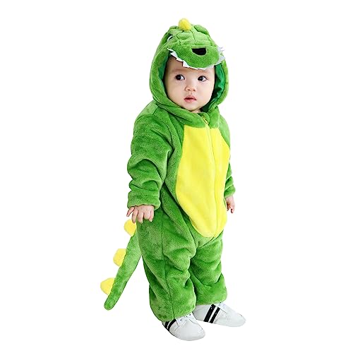 TONWHAR Infant And Toddler Halloween Cosplay Costume Kids' Animal Outfit Snowsuit(18-24 Months/Height:32"-35",Green Dinosaur)