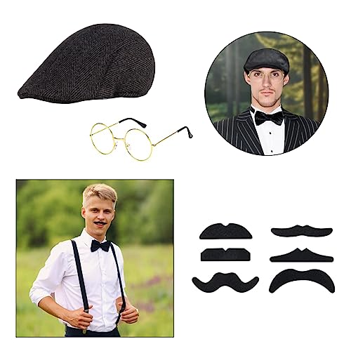 1920s Gatsby Flat Cap & Accessories Set