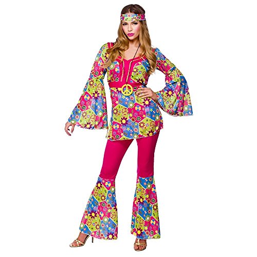Adult Womens Feelin' Groovy Hippie Fancy Dress Costume - Medium (UK 14-16)