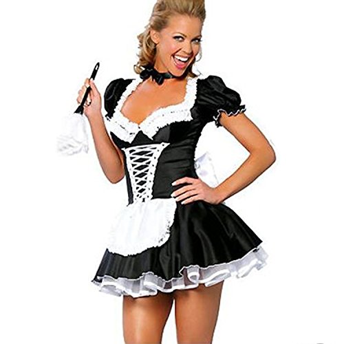 Discoball Ladies French Maid Costume Fancy Sexy Maid Outfit Cosplay Dress for Women