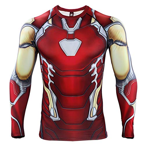 HIMIC E77C Hot Movie Super Hero Quick-Drying ElasticT-Shirt Costume (X-Large, Iron Long Sleeve 4)