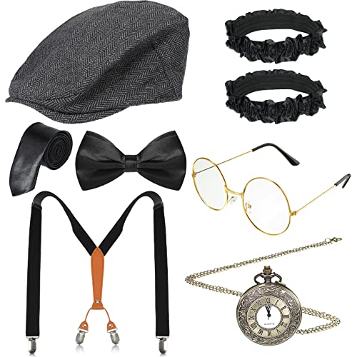 Sinoeem 1920s Mens Gatsby Gangster Costume Accessories Set