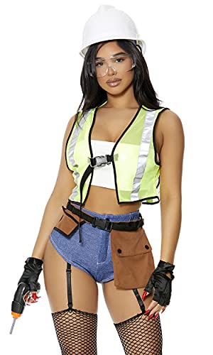 Forplay Women's Sexy Construction Worker Costume, Yellow, S/M halloweenkingdom