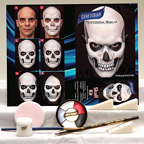 Graftobian Skull Makeup Kit - Skeleton Makeup Set for Costumes, Cosplay, and Halloween halloweenkingdom